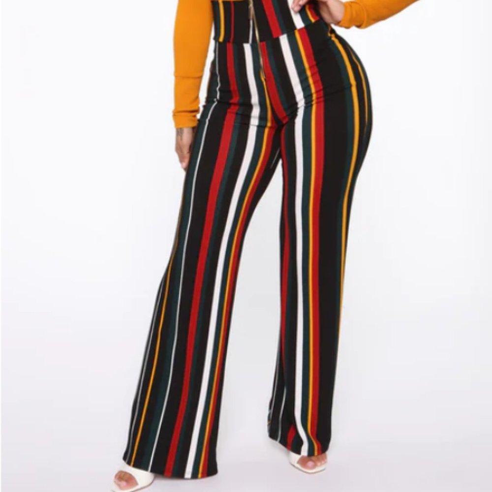 fashion nova - helene stripe pants *gently worn*